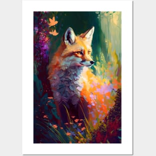 Fox Animal Portrait Painting Wildlife Outdoors Adventure Posters and Art